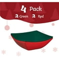 thumbnail image 6 of PLASTICPRO 64 Oz Disposable Serving Bowls Red Green Plastic Square Snack Bowls, 4-Pack, 6 of 8