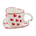 thumbnail image 2 of Ceramic Coffee Mug Set with Heart Saucer - 8oz/240ml Cute Irregular Heart Design Latte Cup for Tea Coffee, Office Home Use, Valentine's Day Birthday Gift, 2 of 7