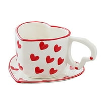 ETHKIA Valentine's Day Heart Shape Ceramic Cup for Coffee Milk, Meaningful Cup for Daily Valentine's Day, Vintage Water Glasses A