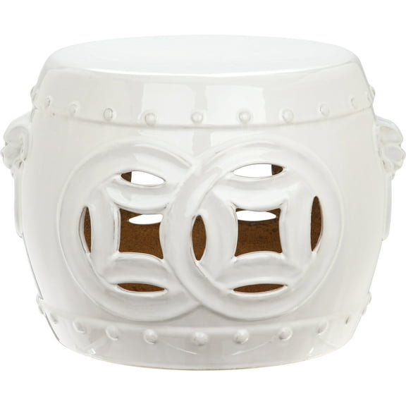 Safavieh Mei Coin Drum Indoor/Outdoor Garden Patio Stool, White