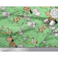 thumbnail image 3 of Soimoi Moss Georgette Fabric Bird & Animals Cartoon Print Fabric by The Yard 42 Inch Wide, 3 of 3