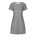 thumbnail image 5 of Diufon Womens Plus Size Dresses Solid Color Dress Round Neck Short Sleeve Midi Dress with Pockets, 5 of 6