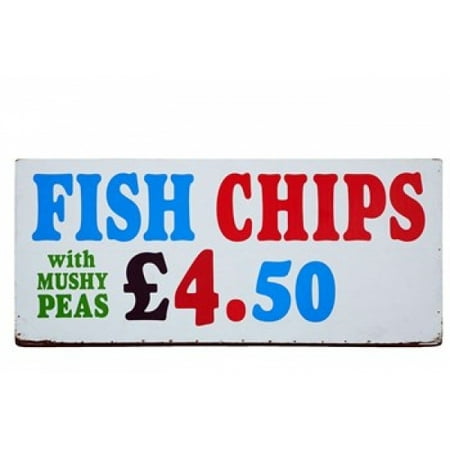 Fish and Chips with Mushy Peas sign England United Kingdom Poster Print by David
