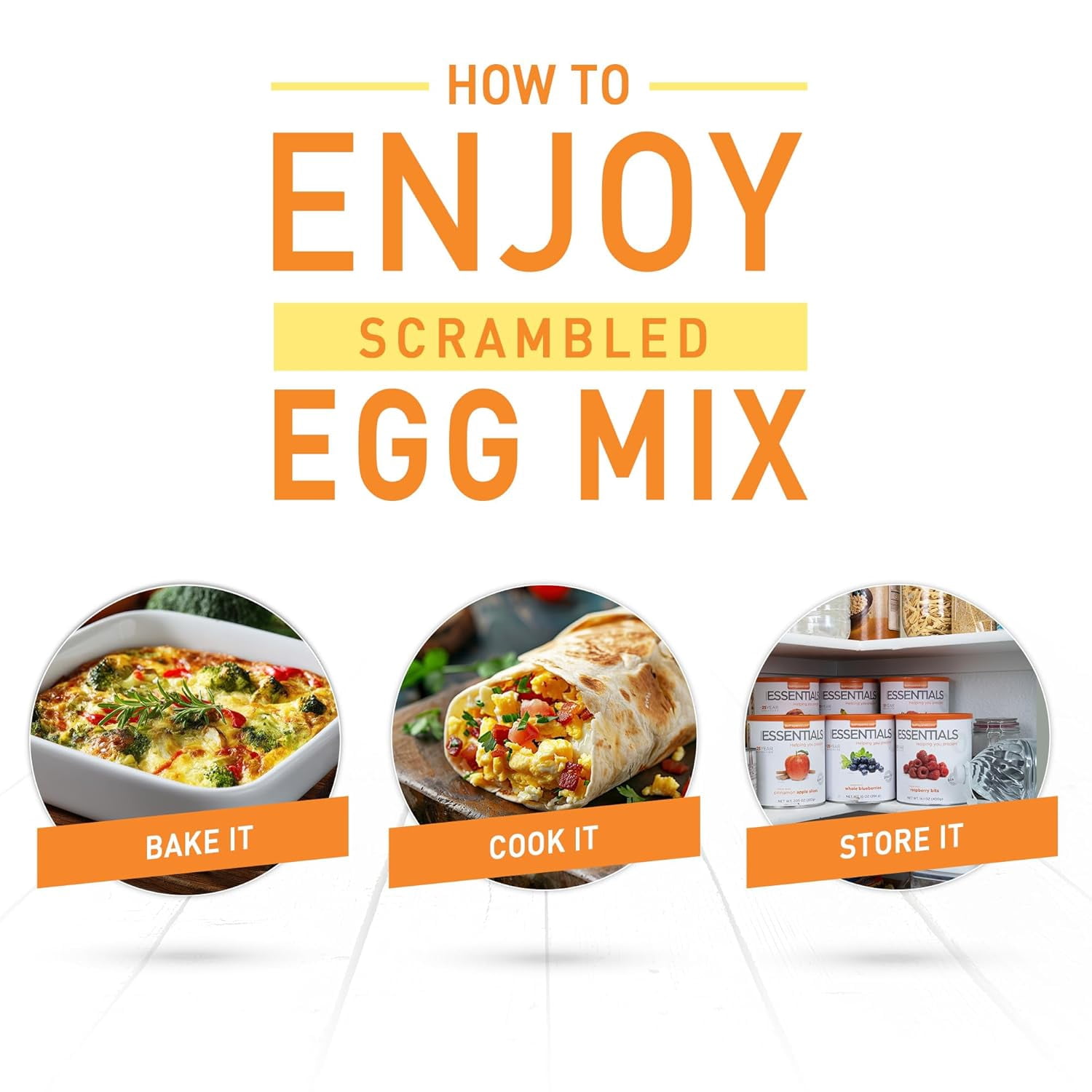 Emergency Essentials Scrambled Egg Mix #10 Can | Bulk Freeze-Dried Eggs for Long-Term Storage | Gluten-Free | 54 Servings | Camping & Emergency Breakfast