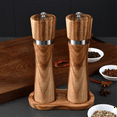 thumbnail image 2 of Salt and Pepper Mill Set with Mill Coaster, Adjustable Ceramic Grinder, Salt Mill, Stainless Steel Grinder, Pepper Mill, 2 of 5