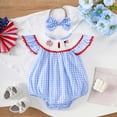 thumbnail image 3 of Coerni My First 4th of July Baby Girl Romper Dress New Born American Flag Jumpsuit Bodysuit with Headband Summer Clothes, 3 of 9