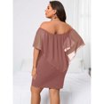 thumbnail image 7 of Redwood Plus Size Off-Shoulder Fitted Mini Dress With Sheer Flounce Overlay, 7 of 7