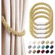 thumbnail image 1 of 4 Pack Strong Magnetic Curtain Tiebacks Modern Simple Style Drape Tie Backs Convenient Decorative Weave Rope Curtain Holdback for Thin or Thick Home & Office Window Drapery (Gold), 1 of 5