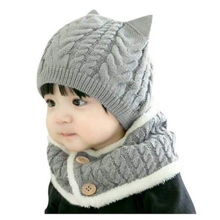 

Baby Boy Girl Winter Hat Toddler Cat Hat with Scarf Lined Knitted Cap Neckwarmer for Kids 2 Pieces Baby Hats Neutral Swim Lids Hats Fir Baby Boys Baby Girl Easter Hat Crow Hat Baby Baby over Hat Kid 1