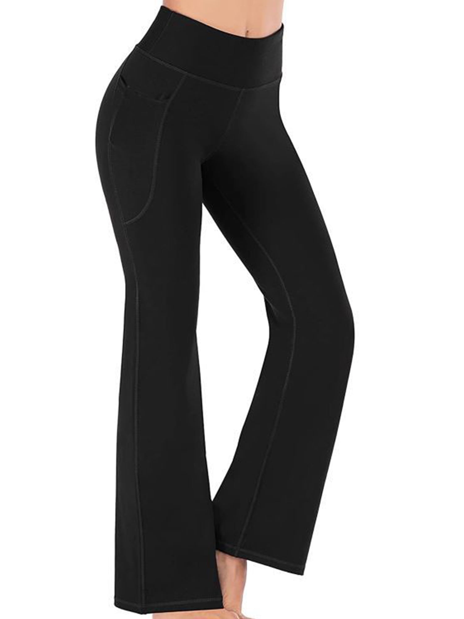 Details about   Womens High Waist Yoga Pants Flare Wide Leg Gym Sport Bootcut Fitness Trousers 