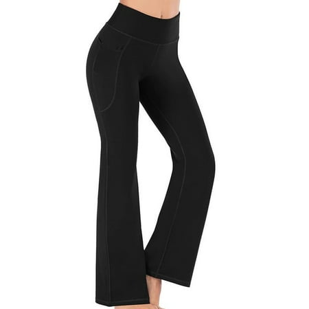 LUXUR Women Trousers Elastic Waisted Yoga Pants High Waist Bottoms Baggy  Long Pant Solid Color Black XL
