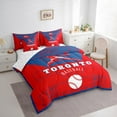 thumbnail image 3 of jejeloiu Toronto Bedding Comforter Set 7pcs,Ball Game Lover Queen Bedding Sets,Baseball Sport City Queen Sheet Sets For Children,Super Cozy Room Decor Reversible, 3 of 8