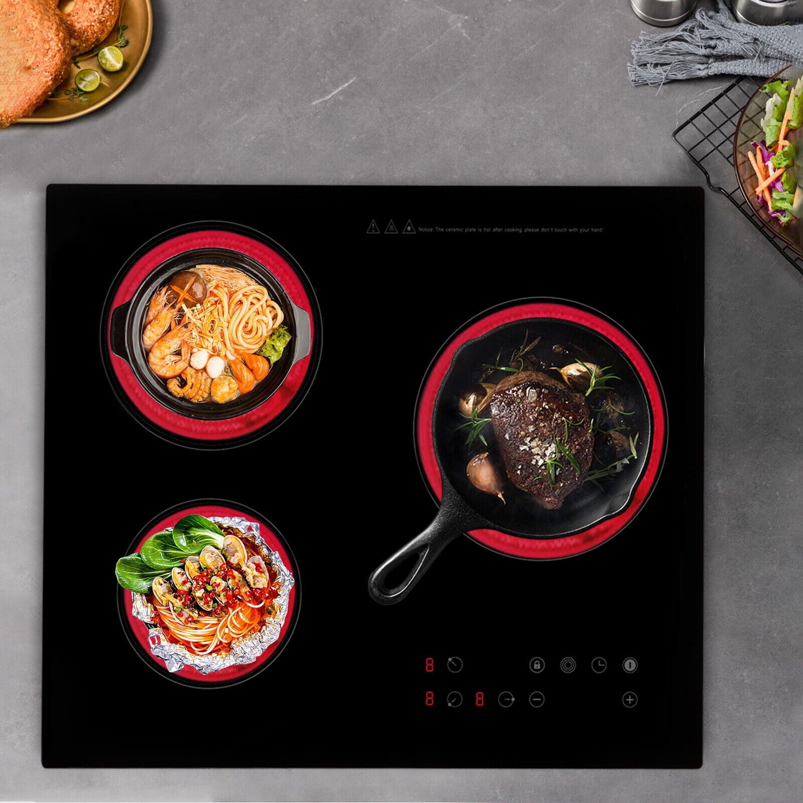 Electric Cooktop 24 inch Built-in Electric Stove Top 110V 2600W Knob Control