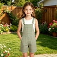 thumbnail image 2 of CONZONE Kids Boys Girls Bib Overalls Casual Shortalls For Child Adjustable Strap Plaid Loose Romper Jumpsuit With Pockets, 2 of 8