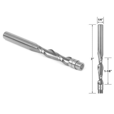Length Compression Spiral Router Bit - Solid Carbide Flush Trim Router Bit- Spiral Upcut - 1/4
