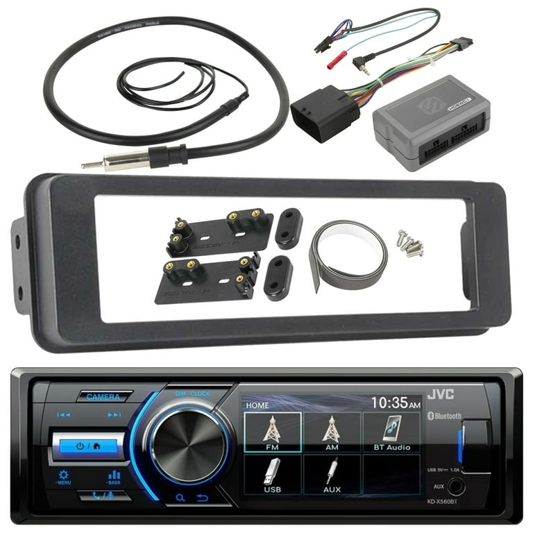 Marine USB AUX Radio Stereo Receiver for 1998 2013 Harley Davidson Touring  FLHT FLHX FLHTC Bundle with Scosche Adapter Dash Kit with Handle Bar  Control Module + Enrock Wire Antenna 