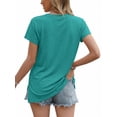 thumbnail image 5 of MOSHU V Neck T-Shirts for Womens Side Split Short Sleeve Shirts Loose Fit Tee Dressy Casual Women Tops, 5 of 12