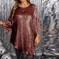 thumbnail image 6 of HXWCHs Elegant Loose Fit Plus Size Blouse Asymmetrical Hem Tunic ofp Long Sleeve Round Neck Casual Wear XXXXXL Red, 6 of 8