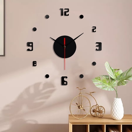 MRULIC Clock 11-23-Inch Number DIY 3D Wall Clock Quartz Home Office Decoration Art Clock household appliances + Black