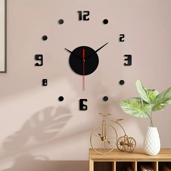 Meiiso Discounted Stock! Digital Diy Black Wall Clock Black, 11-23-Inch Number Diy 3D Wall Clock Quartz Home Office Decoration Art Clock, 4.68*3.9*1.95In