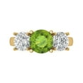 thumbnail image 2 of 3.25ct round cut green natural peridot 18k yellow gold 3 stone Bridal Wedding Engagement Promise Anniversary Ring for Women size 6.25, 2 of 7