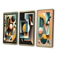 thumbnail image 3 of Designart "Geometric Nostalgia Retro Elementary Style I" Modern Geometric Framed Wall Art Set Of 3 - Blue Abstract Geometric Frame Gallery Set For Office Decor, 3 of 6