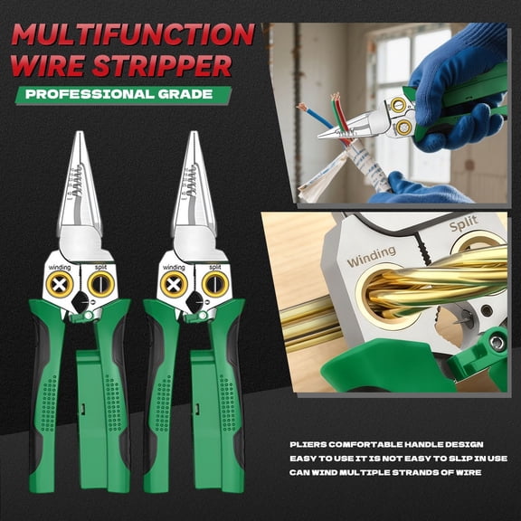 8-in-1 Wire Crimper Stripper with Voltage Detector & Dual Alarms - Heavy Duty 12-250V AC/DC Tester for Hot/Neutral Wires - Electrician, HVAC, Car Repair Tool (1 Pack)