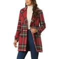 thumbnail image 4 of INSPIRE CHIC Manteau à Carreaux à Manches Longues à Col Cranté pour Femmes Rouge Vert TP, 4 of 6