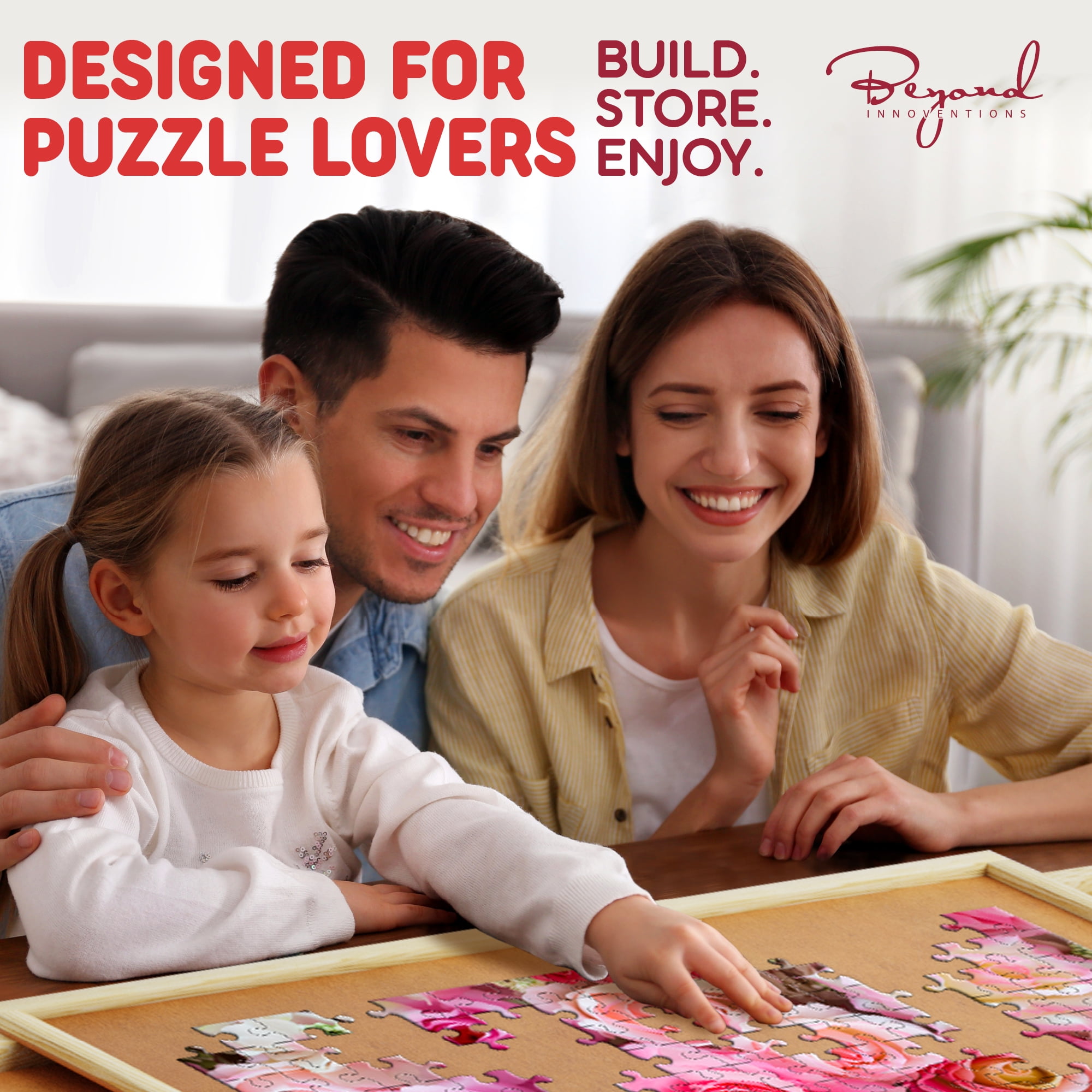1000-Piece Wooden Jigsaw Puzzle Board - Rotating Table, 30” x 22” 4 Drawers & Cover for Adults
