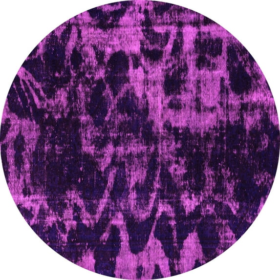 Ahgly Company Indoor Round Abstract Pink Modern Area Rugs, 3' Round