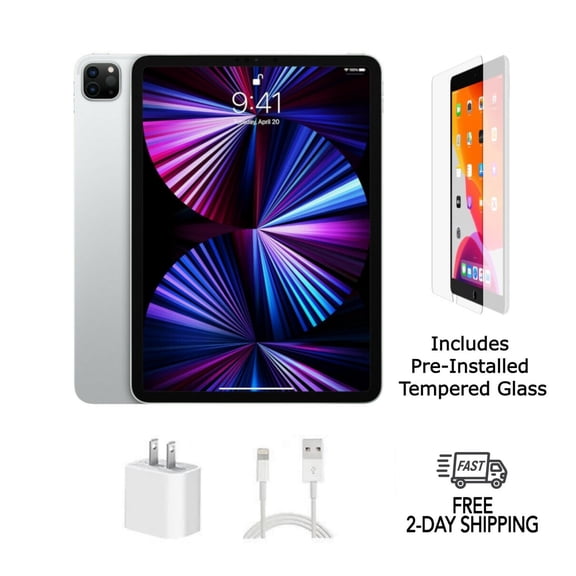 Restored Apple iPad Pro 11 in Tablet Bundle, 128 gb, Wi-Fi, Silver (Refurbished)