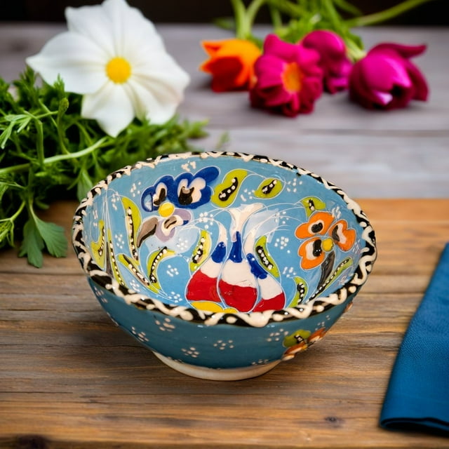 Turkish Ceramic Bowls Handcrafted - 5 cm Round Decorative Mini Bowls for Spices, Snacks, Soap, Condiments - Set for Kitchen or Home Décor