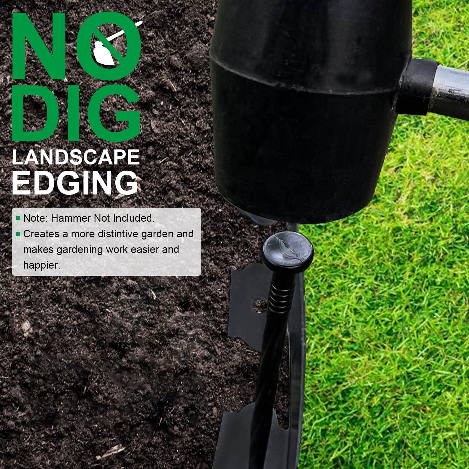 Zorpupoa 33ft Garden Border, 2in Tall No-Dig Plastic Garden Edging with 30 Stakes for Garden Lawn Landscape, Black
