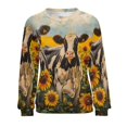 thumbnail image 7 of Farm Cows Women's Floral Printed Sweatshirt Long Sleeve Crewneck Casual Loose Vintage Graphic Pullover Tops, 7 of 7