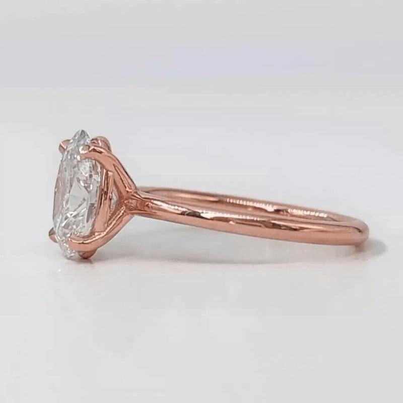 solitaire jewels 2.5CT Oval Moissanite Solitaire Engagement Ring For Women, 10K Rose Gold