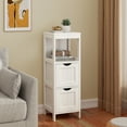 thumbnail image 2 of Costway Bathroom Floor Cabinet Storage Cabinet Side Organizer Rack w/ 2 Drawers White, 2 of 10