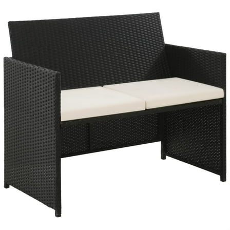 Casafoyer 2 Seater Garden Sofa with Cushions Black Poly Rattan