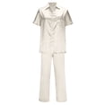 thumbnail image 6 of Ashirexll Pajamas for Women Set, Two Piece Sets for Women, Solid Color Ice Silk Satin Short Sleeve Top and Pant Home Set, 6 of 6