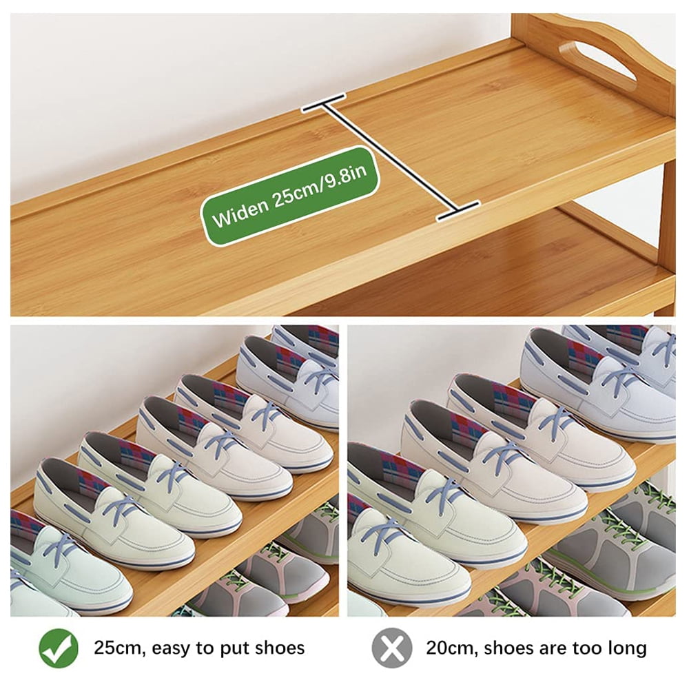 3 Tiers Shoe Rack Zzbiqs Shoe Storage Organizer, Bamboo, Wood, up to 12 Pairs