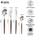 thumbnail image 2 of Set 16 Pieces, Wood Surface Handle And Matte Gold Head Flatware Set, Stainless Steel Cutlery Set, Utensil Sets, Service Set for 4, 2 of 6