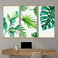 thumbnail image 2 of wall26 - 3 Panel Hanging Poster with Wood Frames - Watercolor Style Tropical Leaves - Ready to Hang Decorative Wall Art - 18"x36" x 3 Panels, 2 of 3