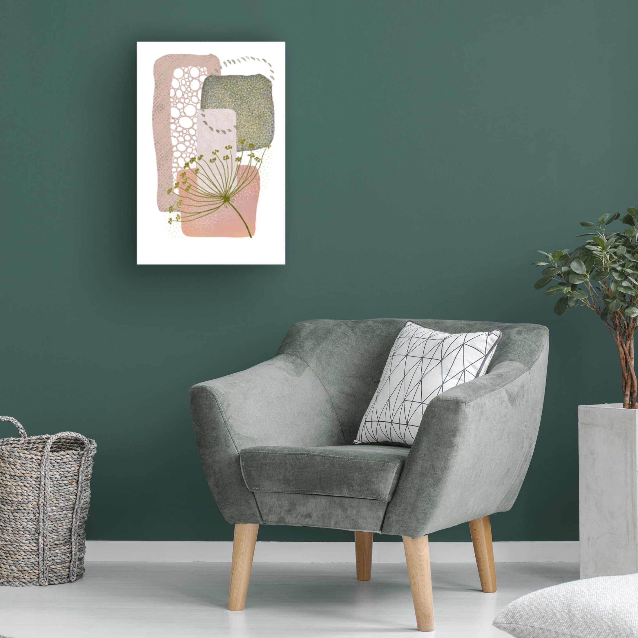 Trademark Fine Art Sally Ann Moss Delicate Pink and Green 2 Canvas Wall Art