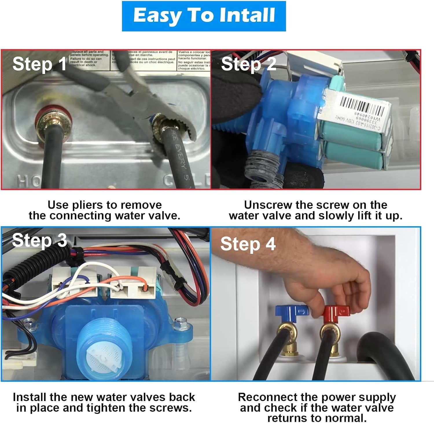 ABCISI MVWX655DW1 W10240948 Washer Hot Water Inlet Valve W10240949 Washer Cold Water Inlet Valve Compatible with May-tag whirl-pool washer Replace AP6327638, ap6285450, W10240949, W11168740