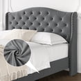 thumbnail image 4 of YUSAZENS Queen Bed Frame with Headboard and Footboard, Tufted Upholstered Platform Queen Size Bed Frame , Velvet Platform Bed Raised Wing Back Headboard, No Box Spring Needed, Gray, 4 of 7