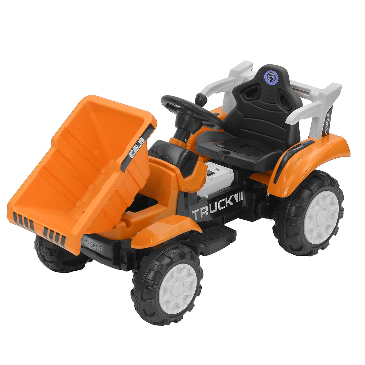 kids 6v electric ride on tractor with tipping bucket 