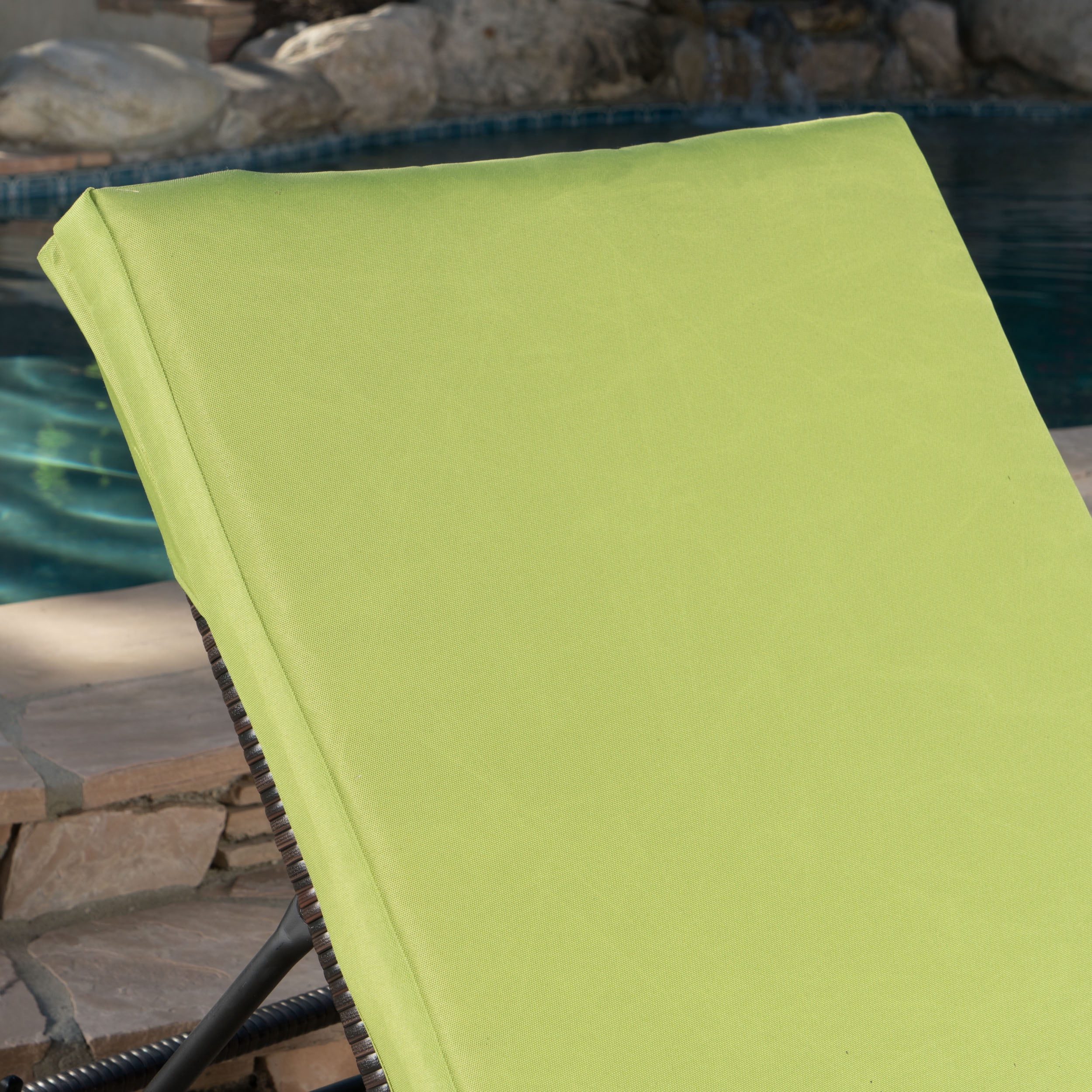 Lilyana Outdoor Chaise Lounge With Cushion, Set of 2, Multibrown, Green