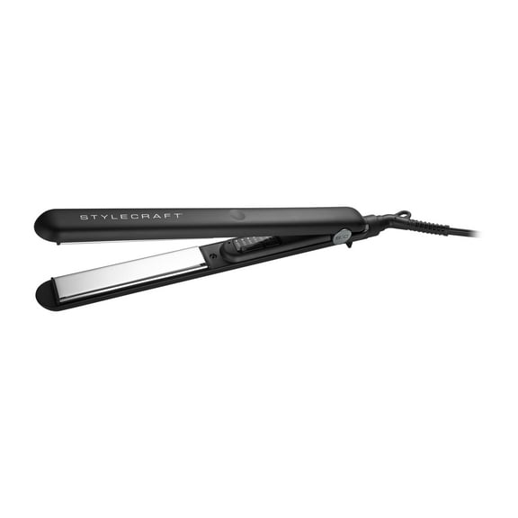 StyleCraft Stay-Temp 1 Inch Titanium Ultra-Thin Plate Professional Hair Straightener, Black