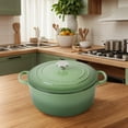 thumbnail image 7 of Enameled Cast Iron Dutch Oven Pot With Lid, 5.5 Quart, for Bread Baking, Cooking, Pistachio Green, 7 of 7