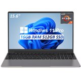 Auusda 15.6" Laptop w/AMD Ryzen 7 3700U, 16GB RAM DDR4, 512GB SSD, Windows 11 Pro, Fingerprint Unlock Computer, Silver