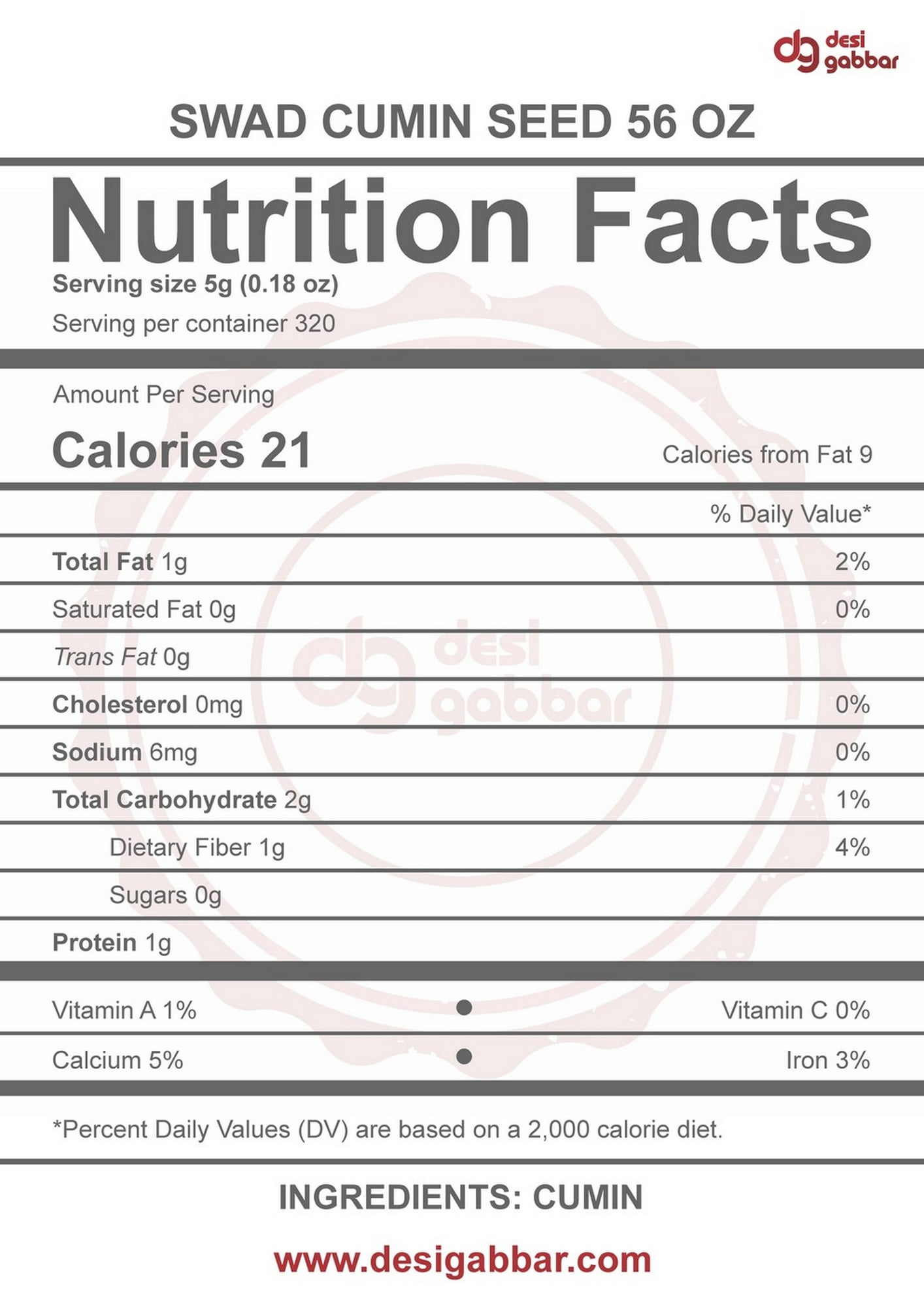 SWAD Cumin Powder - 56oz (1.6 Kg)